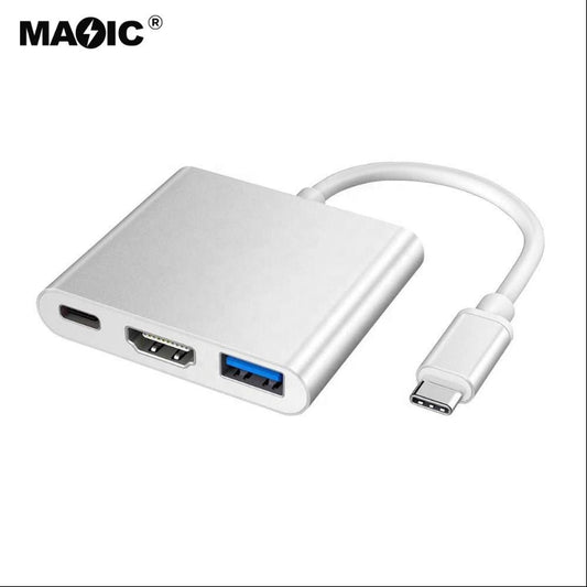 Type C USB 3.1 to USB-C 4K HDMI USB 3.0 Adapter 3 in 1 Hub