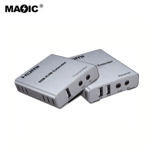 Magelei 1080P 60hz Cat5/6 Ethernet Cable HDMI KVM USB Extender 60M HDMI KVM Extender