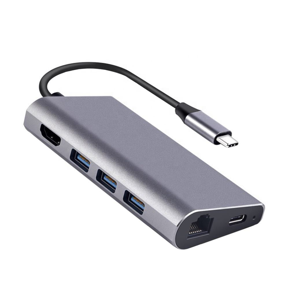 Type C to 4k HDMI USB 3.0 SD/TF Card Gigabit Network Hub Adaptor USB C Hub 8 in 1
