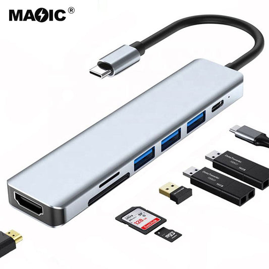 7 in 1 Hub Type C to 4K HDMI USB 3.0 USB 2.0 TF SD PD USB C Hub Adapter