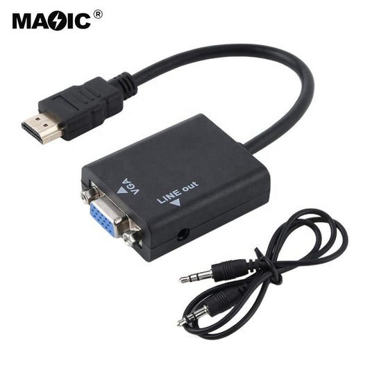 1080P HDMI Male to VGA Female Adapter Converter Cable HDMI to VGA with 3.5mm Audio Cable