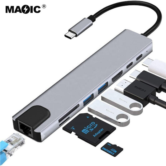 4k HDMI USB 3.0 2.0 SD/TF Card 100M Ethernet USB C 8 in 1 Hub Type C Hub USB C Hub HDMI for Laptop