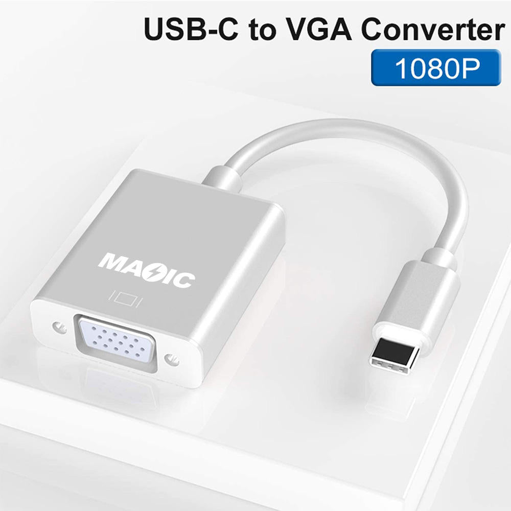 Magelei 1080P Aluminum Type C to VGA Converter USB C to VGA Adapter
