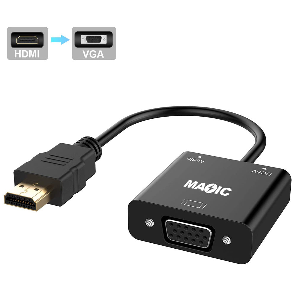 Magelei 1080p Gold Plated HDMI to VGA Adapter Cable with Audio and USB Power Cable