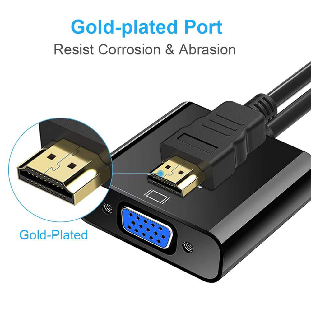 Magelei 1080P Gold Plated HDMI to VGA Adapter Cable with Audio Cable
