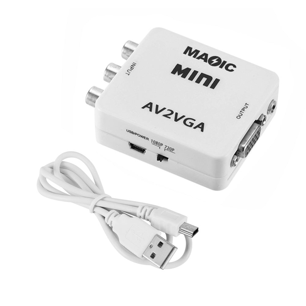 1080P AV2VGA AV to VGA Adapter Mini RCA to VGA Audio Video Converter