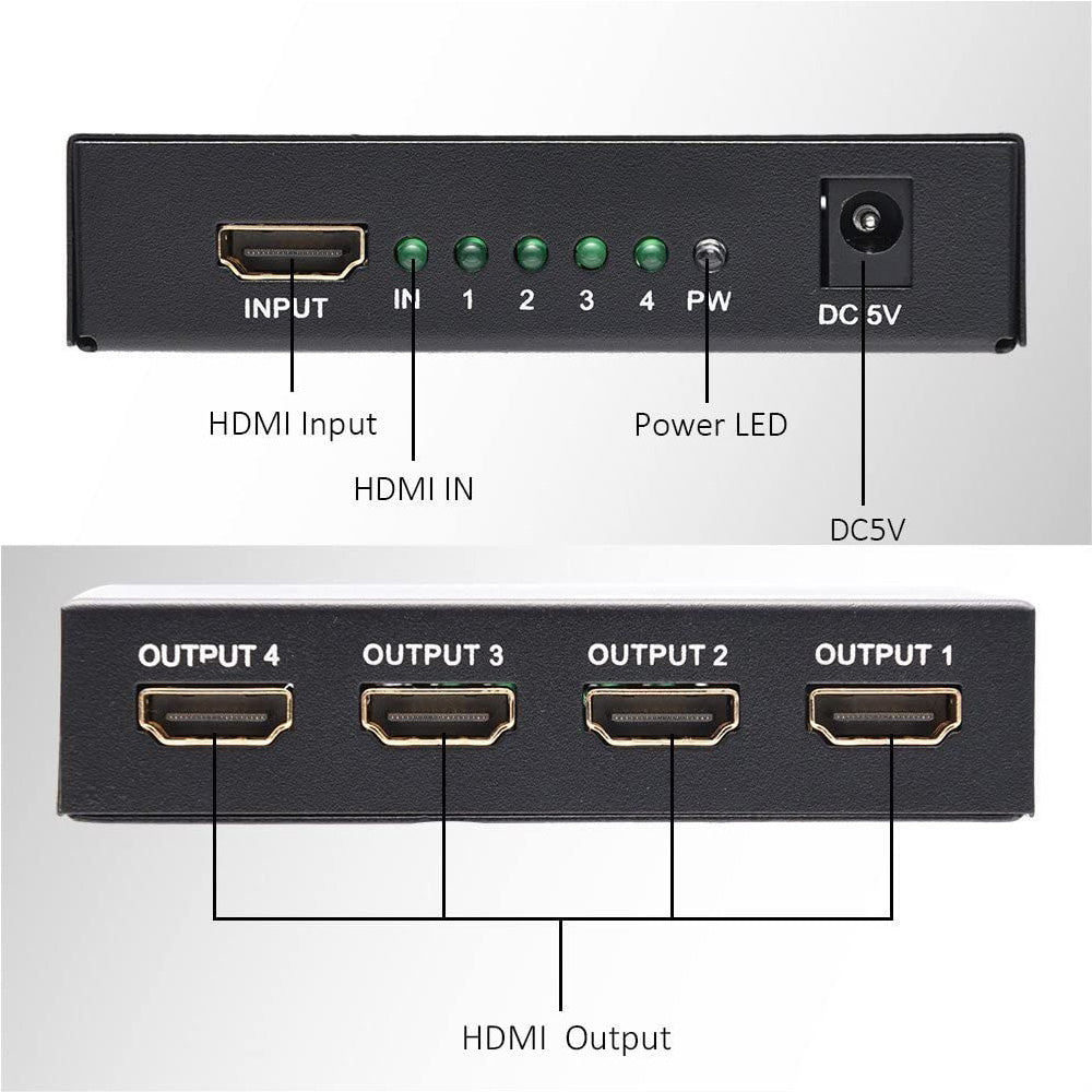 Magelei HDMI Splitter 1 in 4 Out 4K 1x4 HDMI Splitter