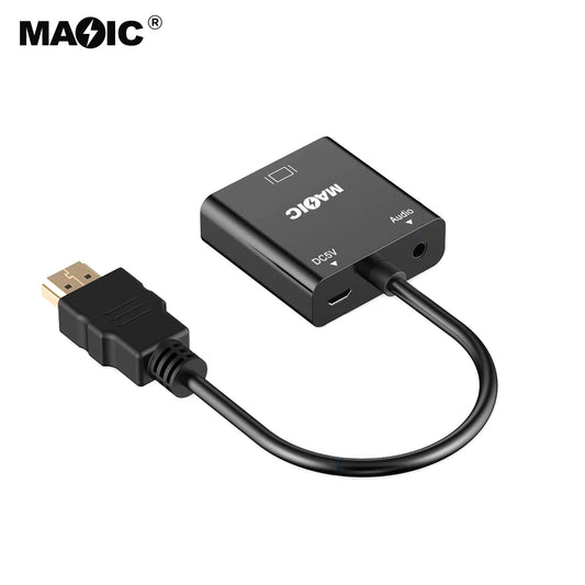 Magelei 1080p Gold Plated HDMI to VGA Adapter Cable with Audio and USB Power Cable
