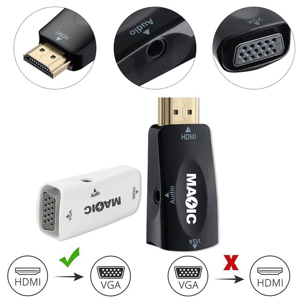 1080P Male to Female HDMI to VGA Converter HDMI to VGA Adapter with 3.5mm Audio Jack