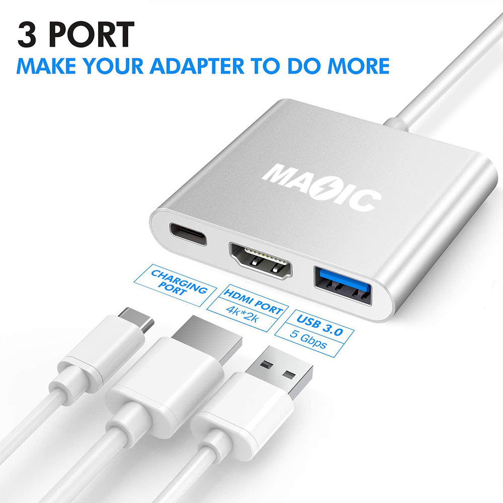 Type C Hub USB 3.1 to USB-C 4K HDMI USB 3.0 Adapter 3 in 1 Hub