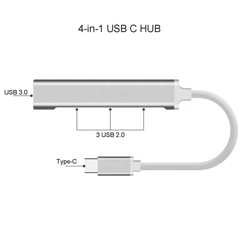 Mini Slim USB C to USB 3.0 2.0 Adapter 4 Port USB Hub Expander USB Hub Type C