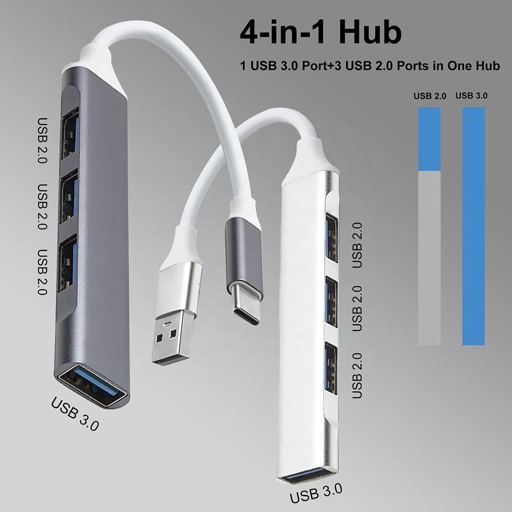 Mini Slim Hub Extender Adapter USB 3.0 2.0 Hub 4 Port Hub USB 3.0 for Laptop