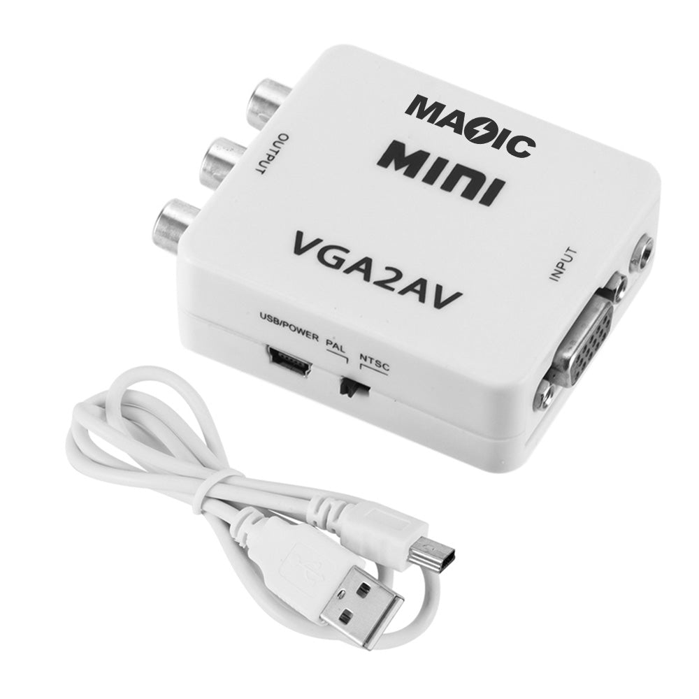 1080P VGA2AV Mini VGA to Video Adapter VGA to AV Audio Video Converter